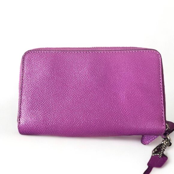 COACH - Polished Pebble Leather Purple Wallet DOUBLE ZIP - W tag (Rare) - Picture 3 of 5